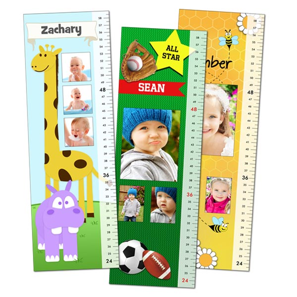 Our custom photo adhesive growth charts can be personalized with your little one’s name and photo.