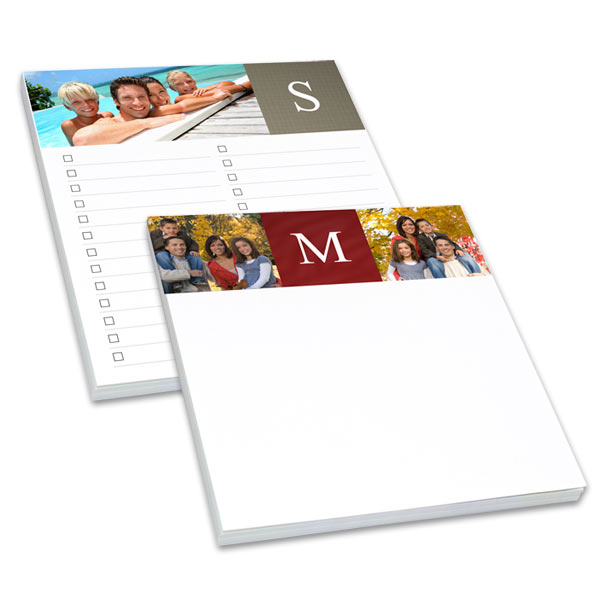 Our custom photo note pads make reminders and grocery lists fun and personalized.