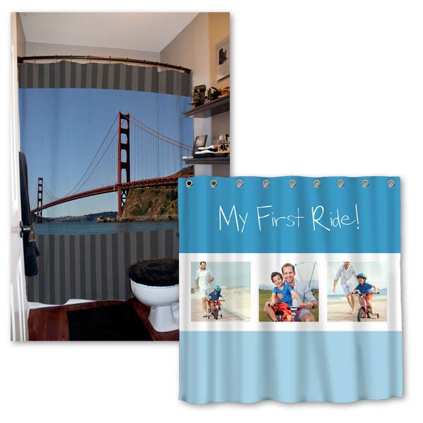 Personalized Shower Curtain Photo, Custom Printed Vinyl Shower Curtains