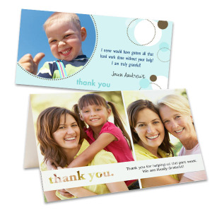 Add a sentimental touch to your thank you greeting by using your favorite photos and custom text.