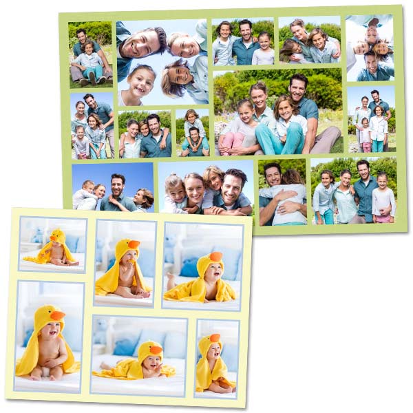 Photo collages are a great way to highlight a set of family photos or baby photos