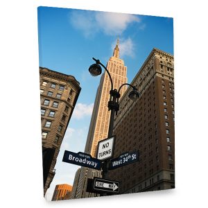 Our Broadway and 34th Street canvas features the empire state building for an urban boost to your decor.