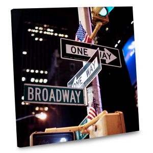 Add the excitement of the Big Apple into your living area decor with our Broadway canvas photo.