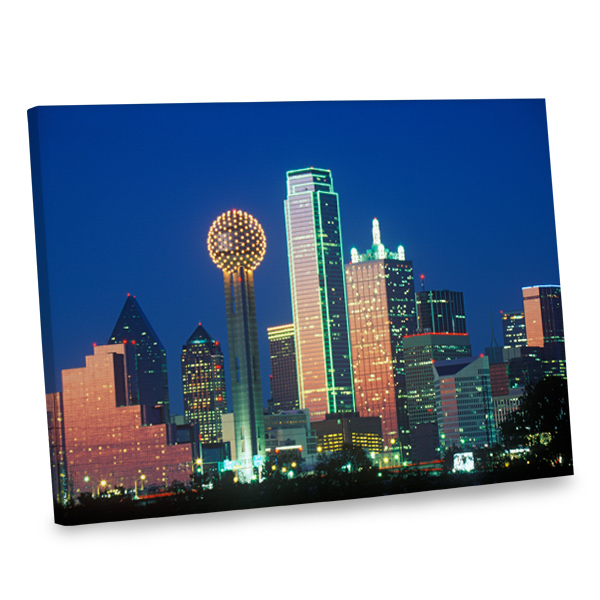 Make your decor stand out with our Dallas city skyline photo printed on quality canvas.