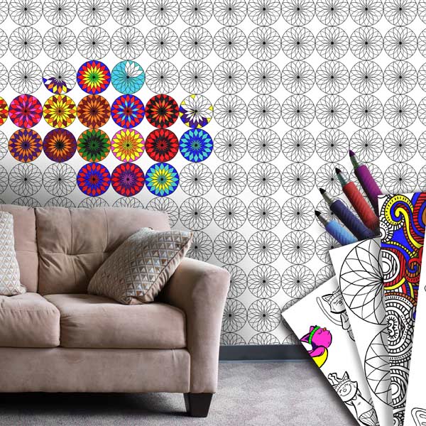 Perfect for kids, decorate your walls with wallpaper you can color yourself