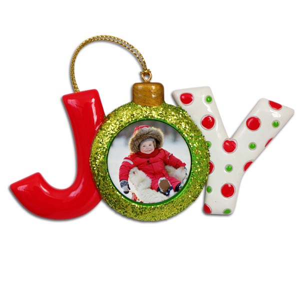 Create a custom Holiday Joy Ornament with your own photo