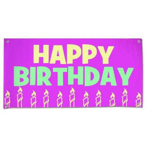 Perfect banner for little girls, decorate your party with a pink candle happy birthday banner size 4x2