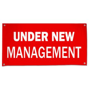 Our under new management banner is made from quality vinyl for indoor and outdoor display!