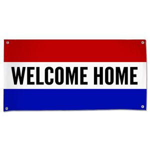 Welcome someone loved home with a patriotic red white and blue Welcome Home Banner size 4x2