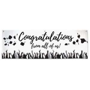 Celebrate your graduation with a Congratulations from all of us signature banner