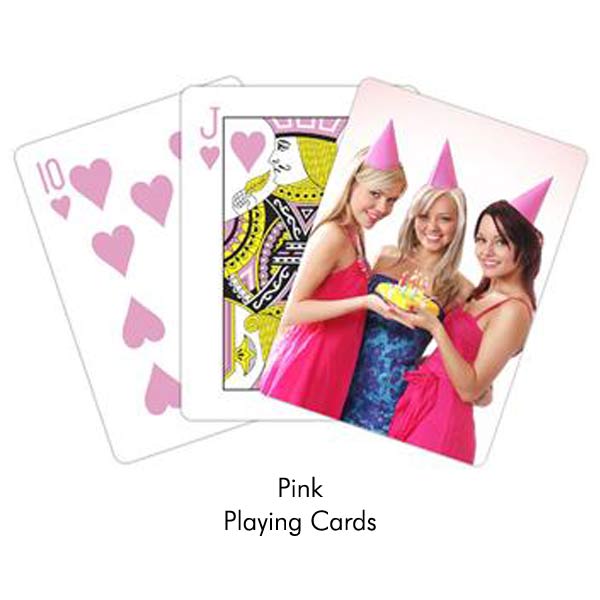 Pink print playing cards for her, or him, great for parties, add your own photo