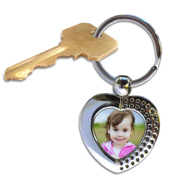 Designer heart key chain is perfect for keeping a picture of someone special close by