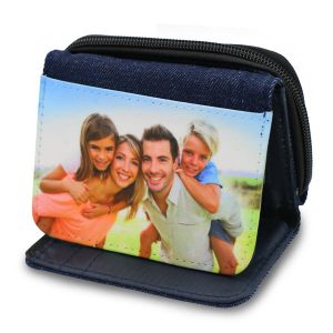 Denim wallet personalized with photo