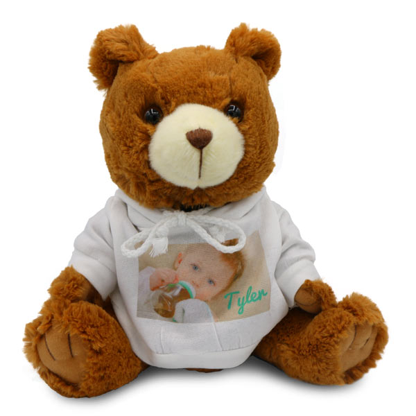 Customize a unique gift with your own text and photos and create a personalized teddy bear.