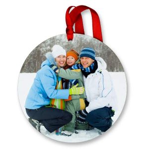 Add your photo to a beautiful round glossy photo ornament