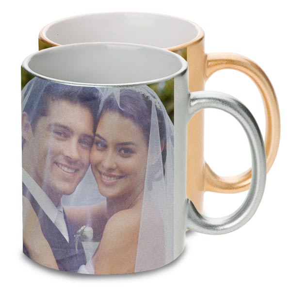 Gold and Silver metallic mugs are a unique way to share a special moment