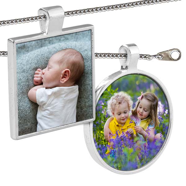 Each photo necklace has a standard clasp to close the chain or cord