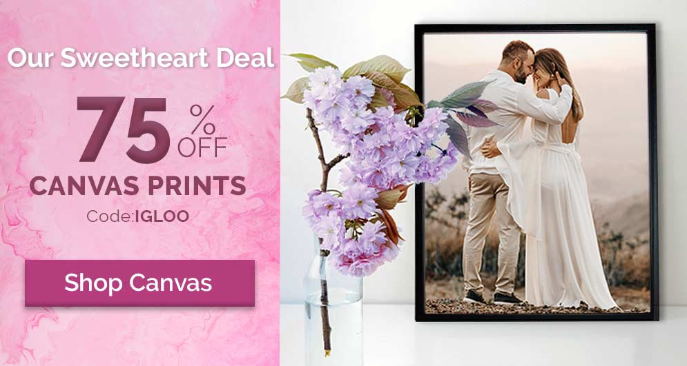 Print your best couple photo on canvas and save for Valentines