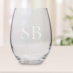 Create a custom wine glass with your own monogram or text etched into it