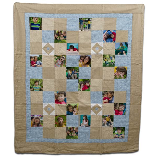 Beautiful stitched photo quilt with 24 family photos