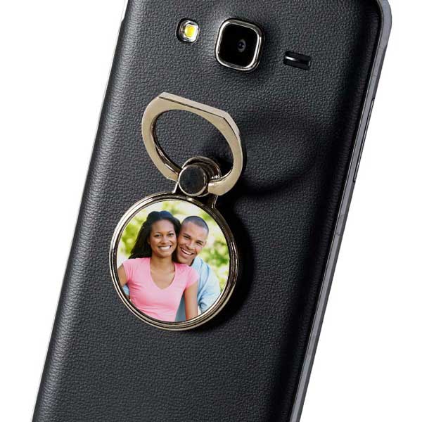 Add your own picture to personalize a phone ring grip and stand