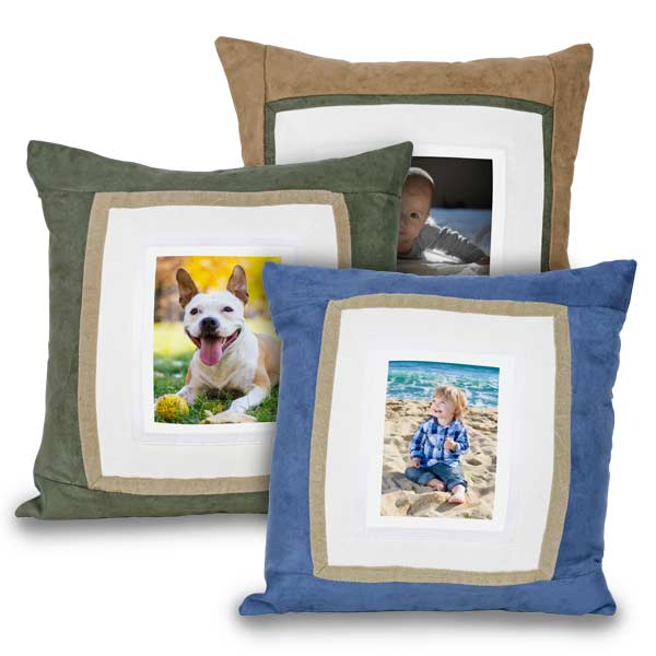 High quality suede pillows for your home featuring a photo of your choice
