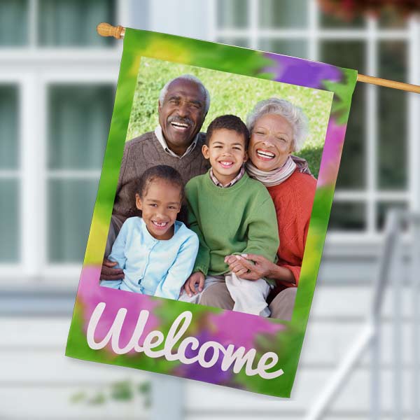 Add your picture to create a personalized flag to welcome guests to your home.