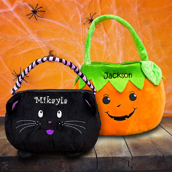 Create your own trick-or-treat bag embroidered with your childs name for Halloween